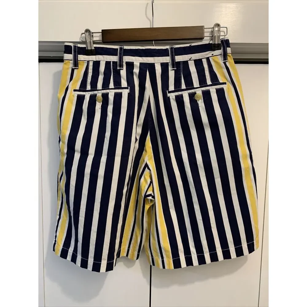 VTG 90s/Y2K Tommy Hilfiger BLUE/YELLOW Striped Shorts Men’s Size 31, 30”x9” Meas